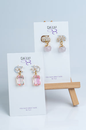 Pink quartz earrings