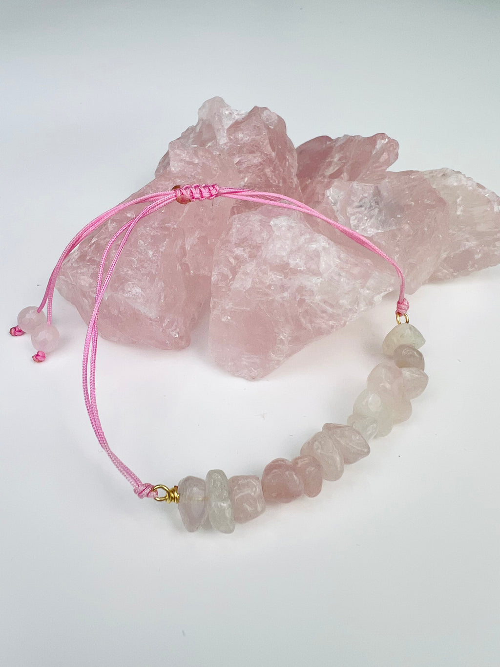 Rose quartz chip bracelet