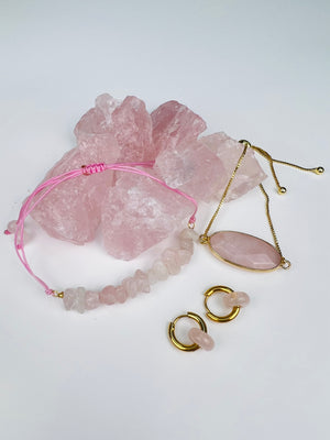 Rose quartz chip bracelet