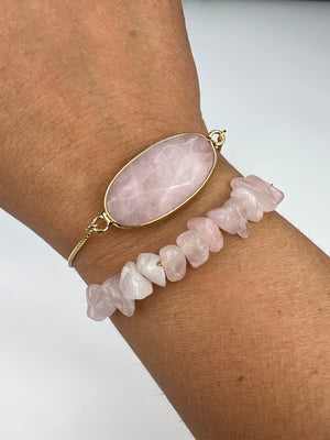 Rose quartz chip bracelet